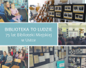 Kolaż zdjęć z uroczystości 75 lat Biblioteki Miejskiej w Ustce