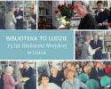 Kolaż zdjęć z uroczystości 75 lat Biblioteki Miejskiej w Ustce