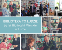 Kolaż zdjęć z uroczystości 75 lat Biblioteki Miejskiej w Ustce