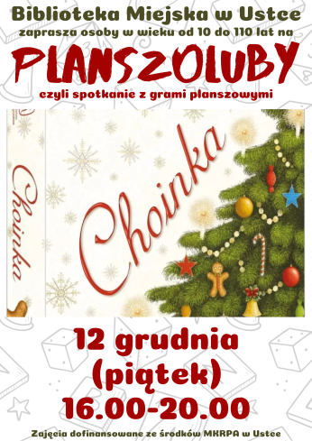 plakat odnosnie grudniowych spotkan z grami planszowymi