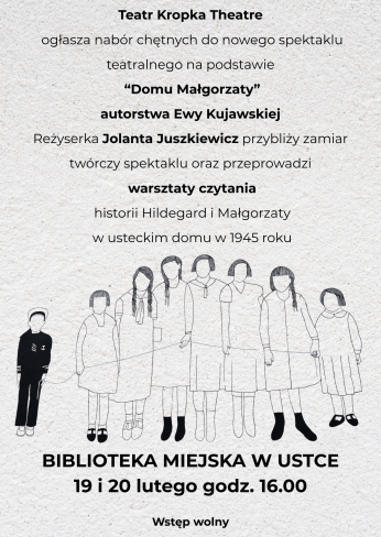 Infografika odnosnie spotkania wprowadzajacego i warsztatow czytania sztuka Dom Malgorzaty 19 i 20 lutego start godz. 16.00