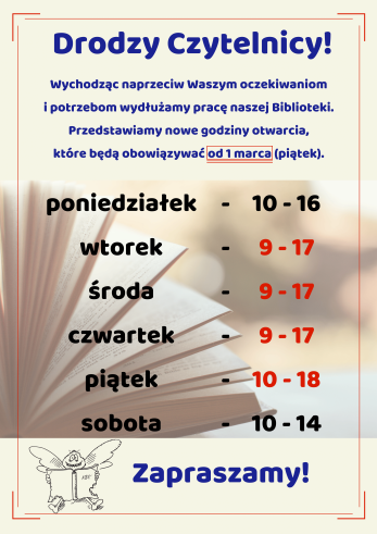 Nowe godziny otwarcia