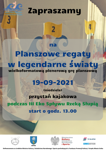 Infografika - dotyczaca plenerowej gry planszowej rozgrywanej podczas III Eko Spływu Rzeką Słupią