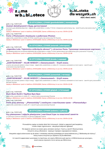 infografika dotycząca spotkania planszolubów, które odbędzie się 13 stycznia w godz. 16.00-20.00