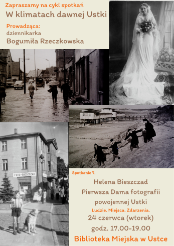 infografika odnosnie spotkania w ramach cyklu W klimatach dawnej Ustki 24 czerwca w godz. 17-19