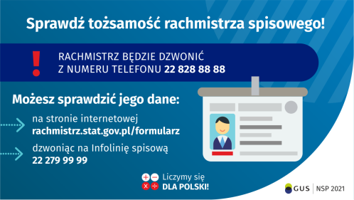 Infografika dotycząca jak prawidłowo zidentyfikować rachmistrza spisowego