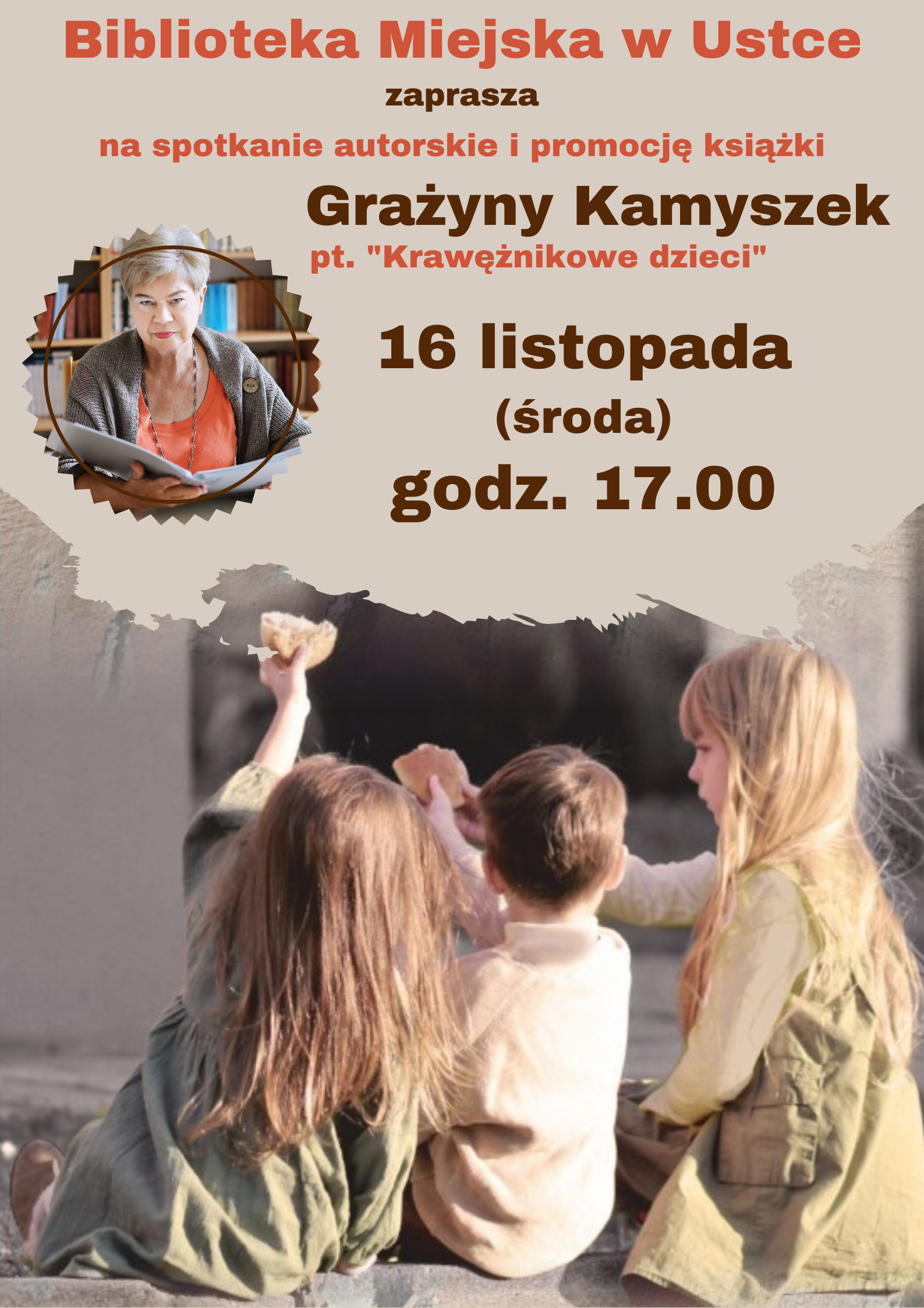 infografika dotycząca spotkania autorskiego i promocji ksiazki Grazyny Kamyszek