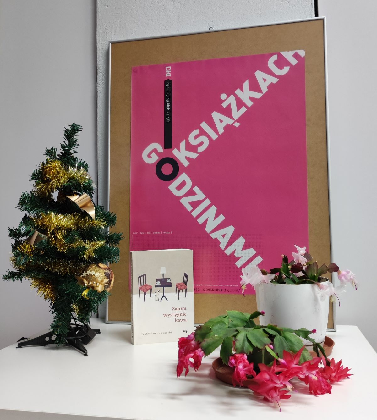 Zdjęcie przedstawia książkę i plakat