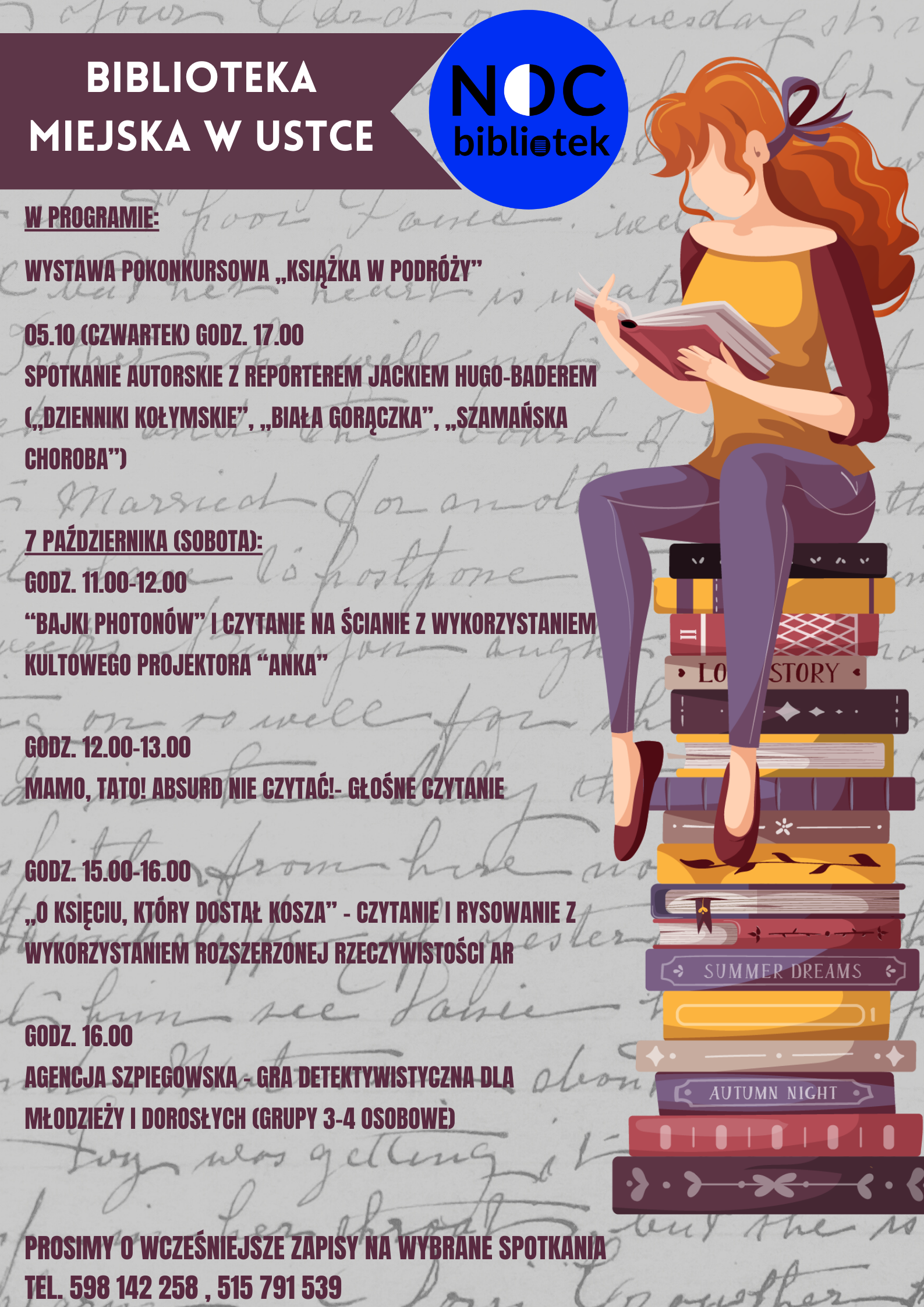Infografika odnośnie nocy bibliotek 2023