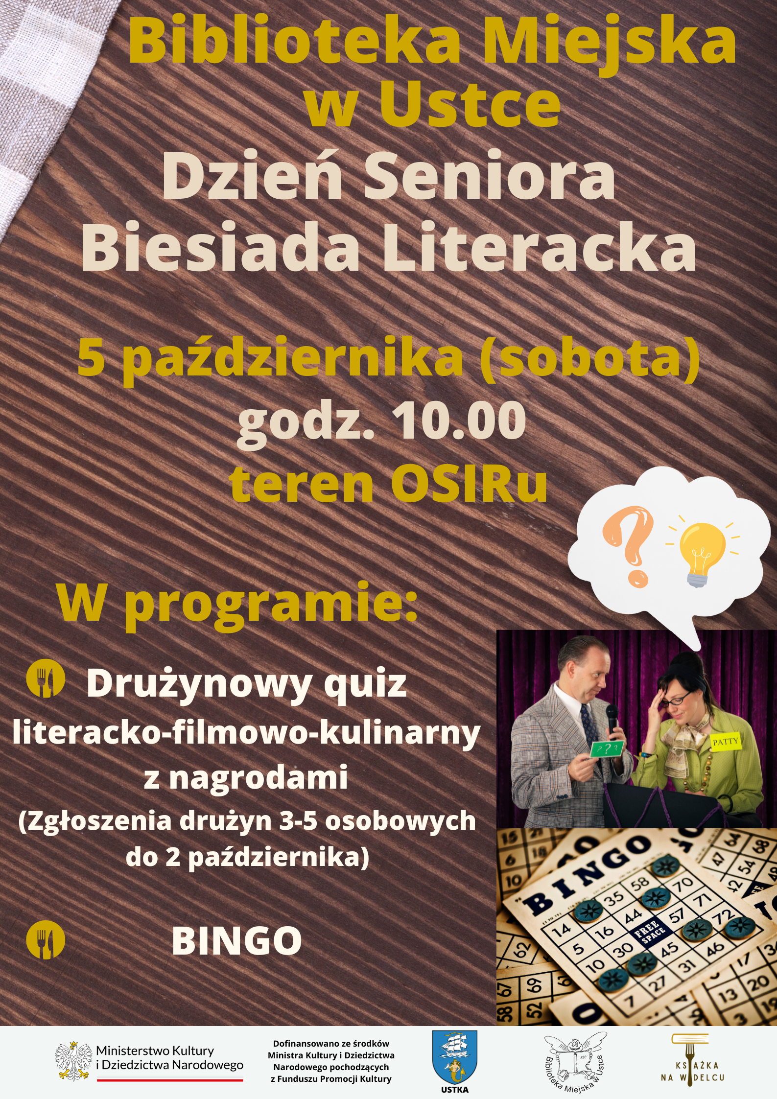 Infografika dotyczaca pikniku literackiego dla Seniorow 9 pazdziernika