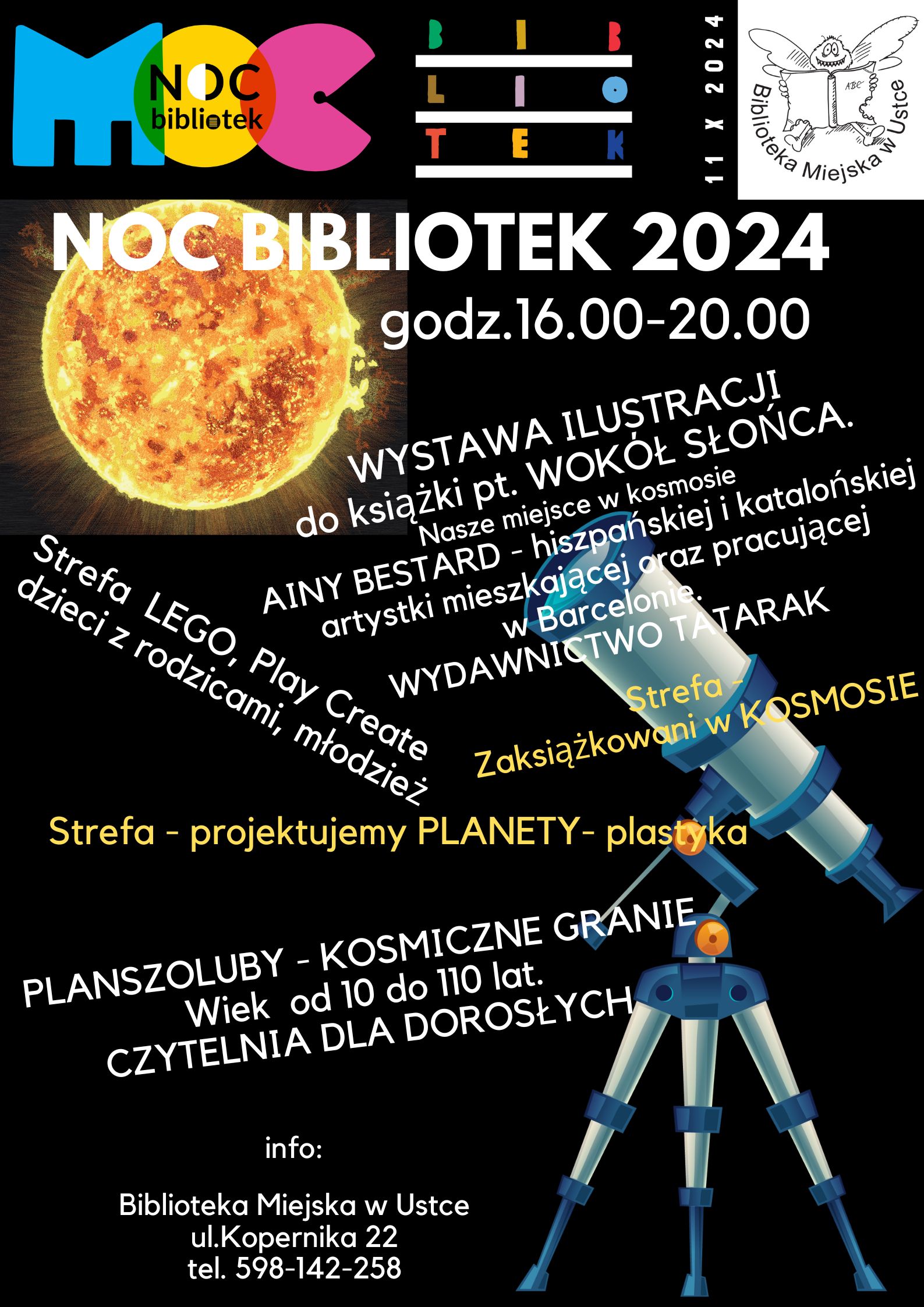 Infografika odnosnie Nocy Bibliotek 2024