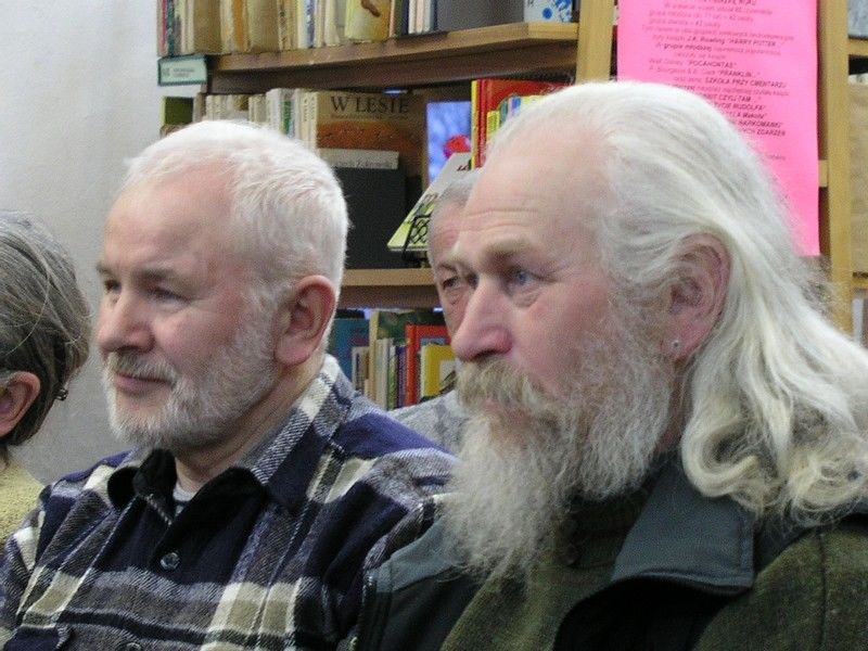 Spotkanie autorskie M. Barnowskiego. Edward Zając i Roman Kwiat-Kwiatkowski
