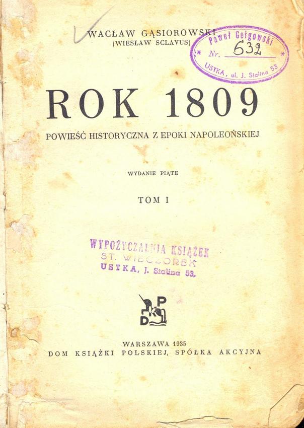 Książka z prywatnej wypożyczalni - początek lat 50tych.